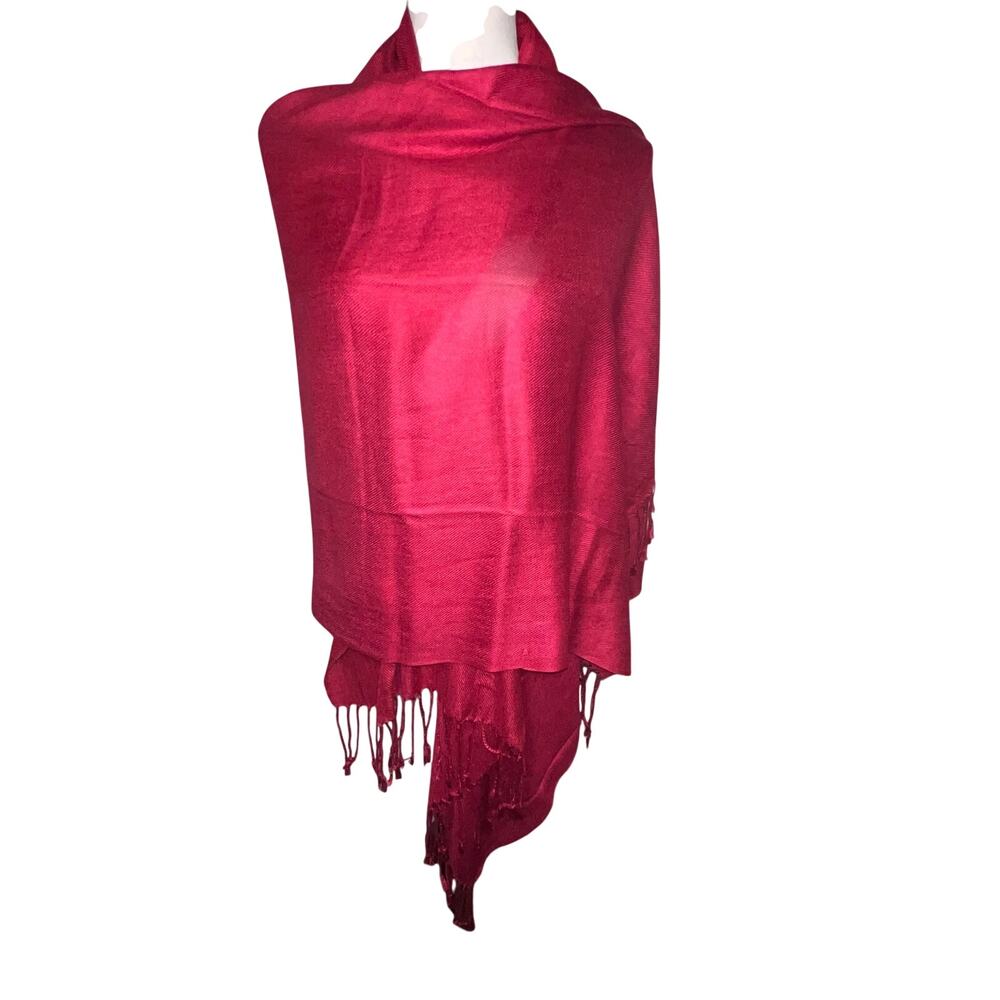 Pashmina Rectangular with Tassle Wine Boho Soft 68Lx‎ 27W Versatile Scarf Wrap